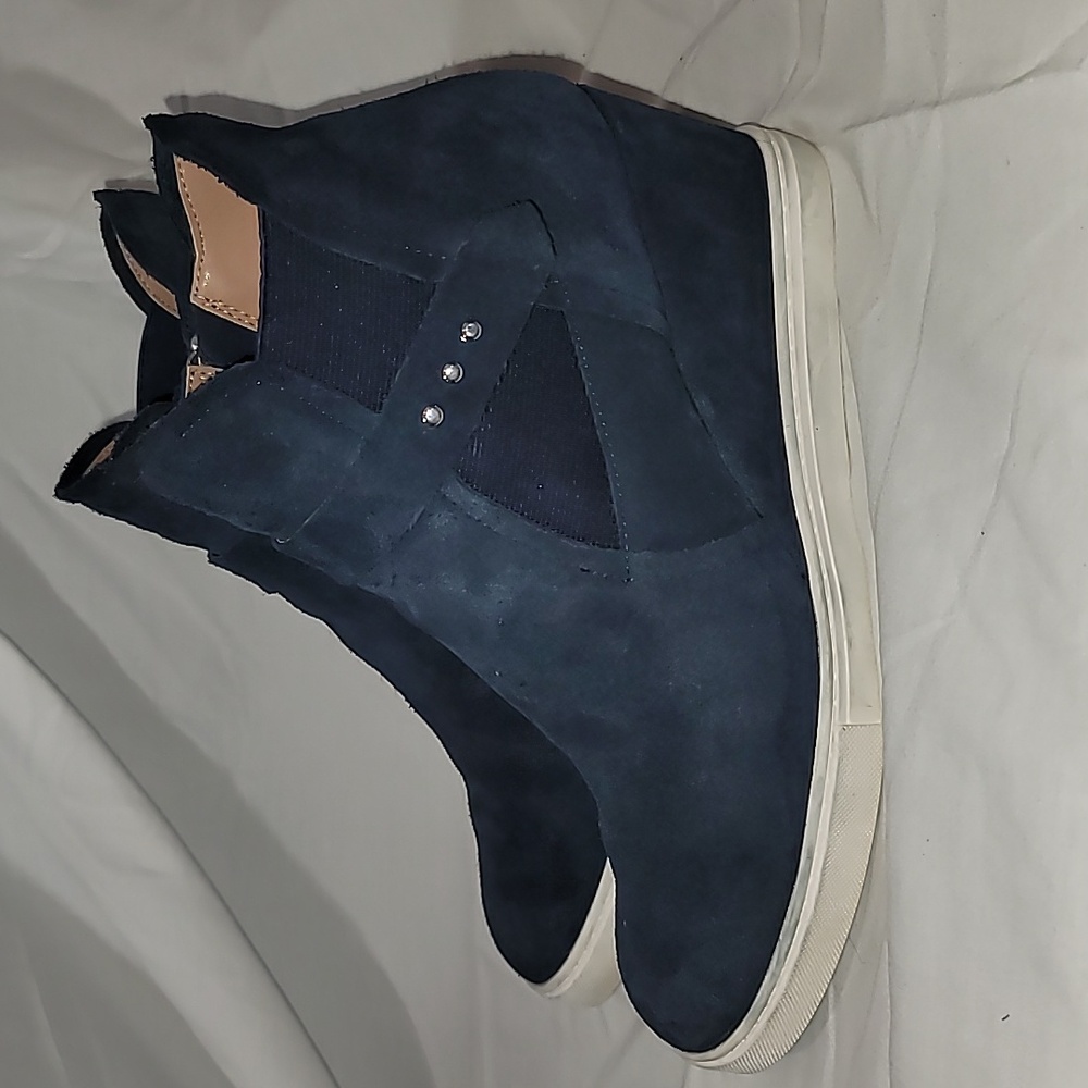 Linea Paolo Wedge Sneaker Navy Felicia Platform Shoes Bootie Suede Size 8 M - Picture 3 of 9